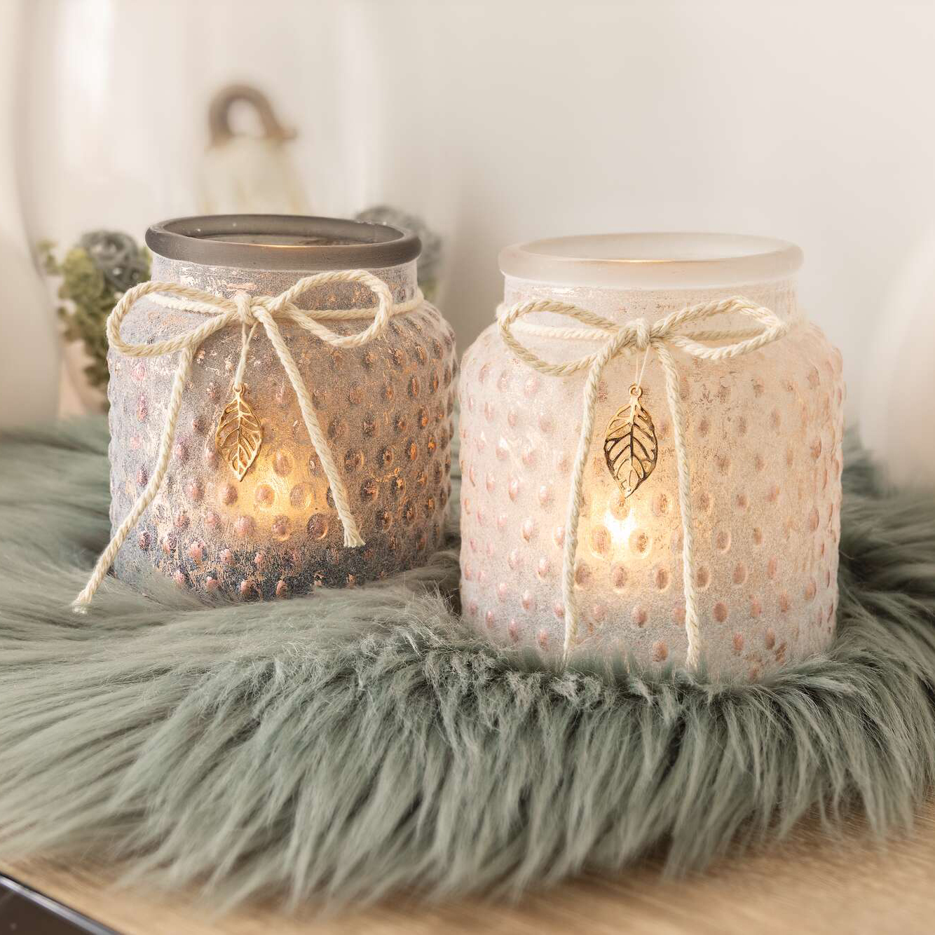 Windlicht "Kupferblatt", 2er Set  im Frank Flechtwaren Online Shop kaufen