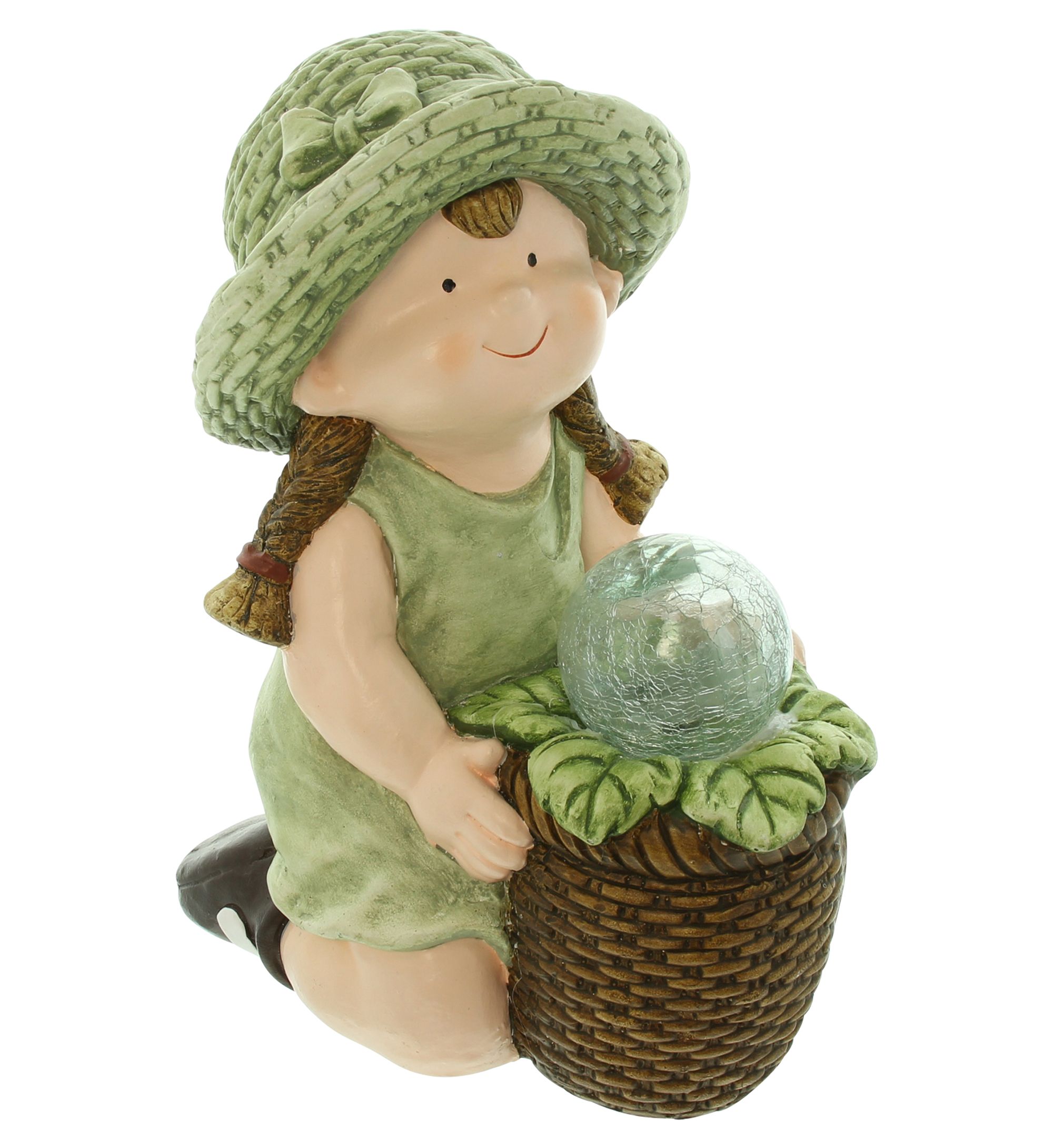 Solarfigur "Mädchen mit Leuchtblüte"  im Frank Flechtwaren Online Shop für Gartenfiguren kaufen