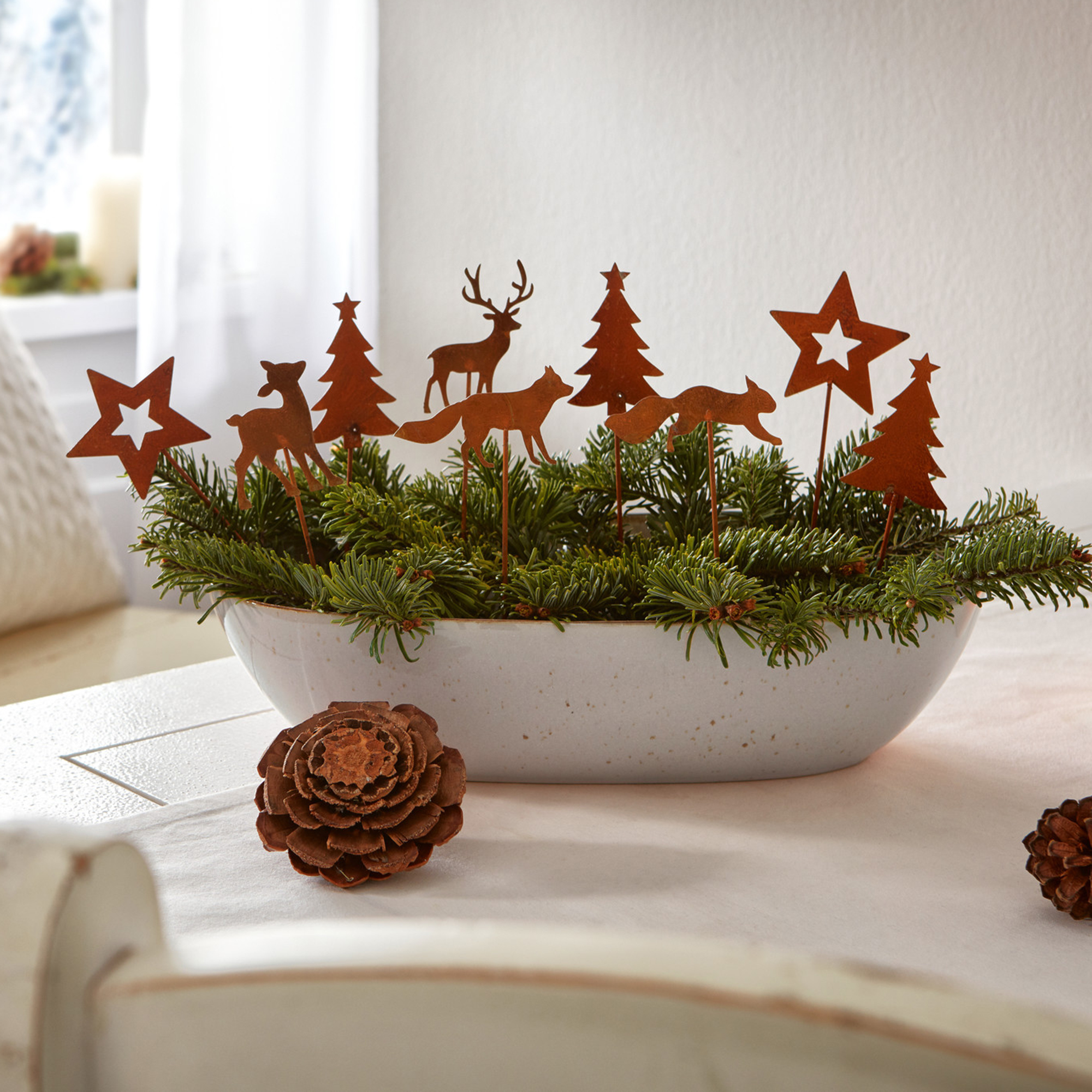 Metallstecker "Weihnachtswald", 9er Set  im Frank Flechtwaren Online Shop kaufen