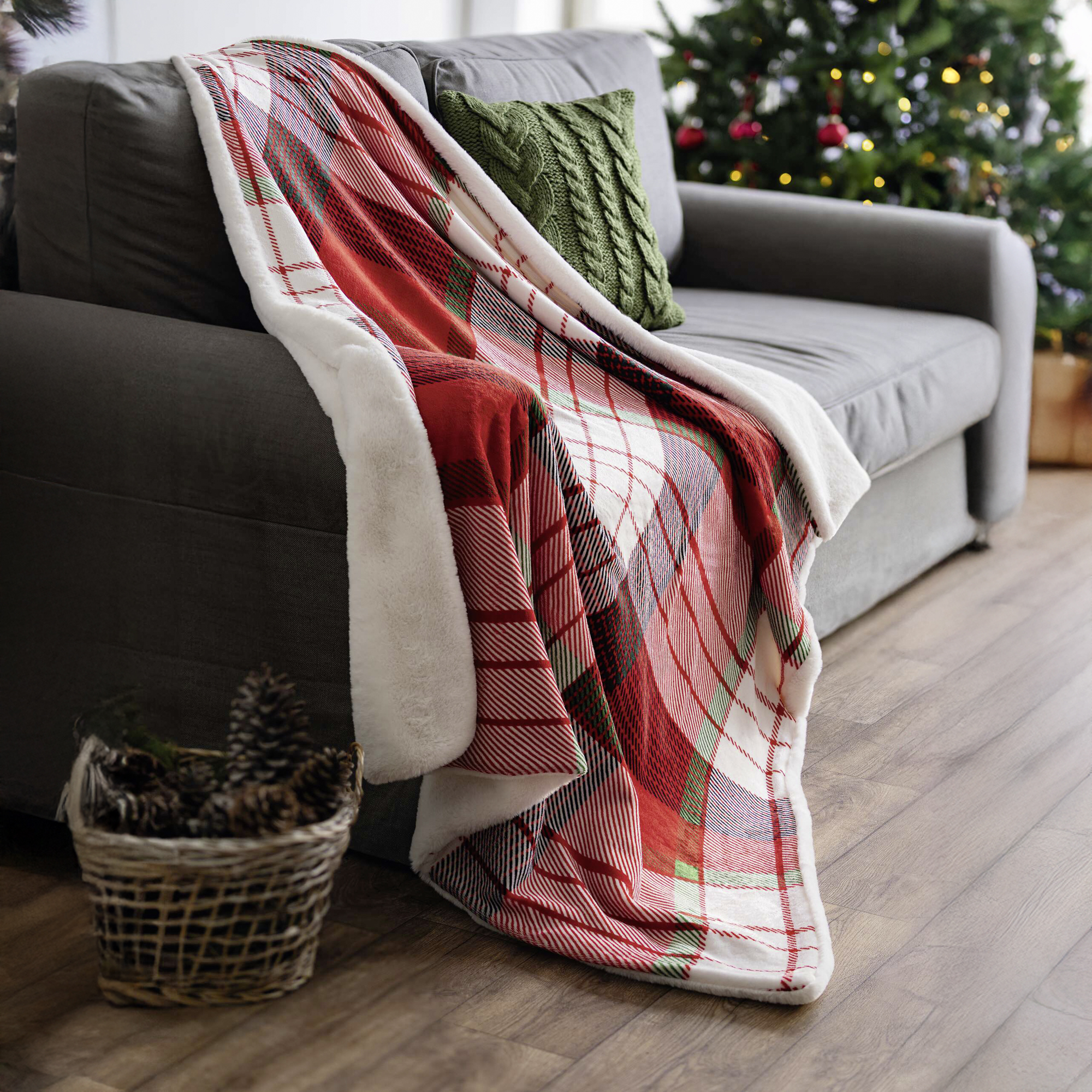 Kuscheldecke "Weihnachtskaro"  im Frank Flechtwaren Online Shop kaufen