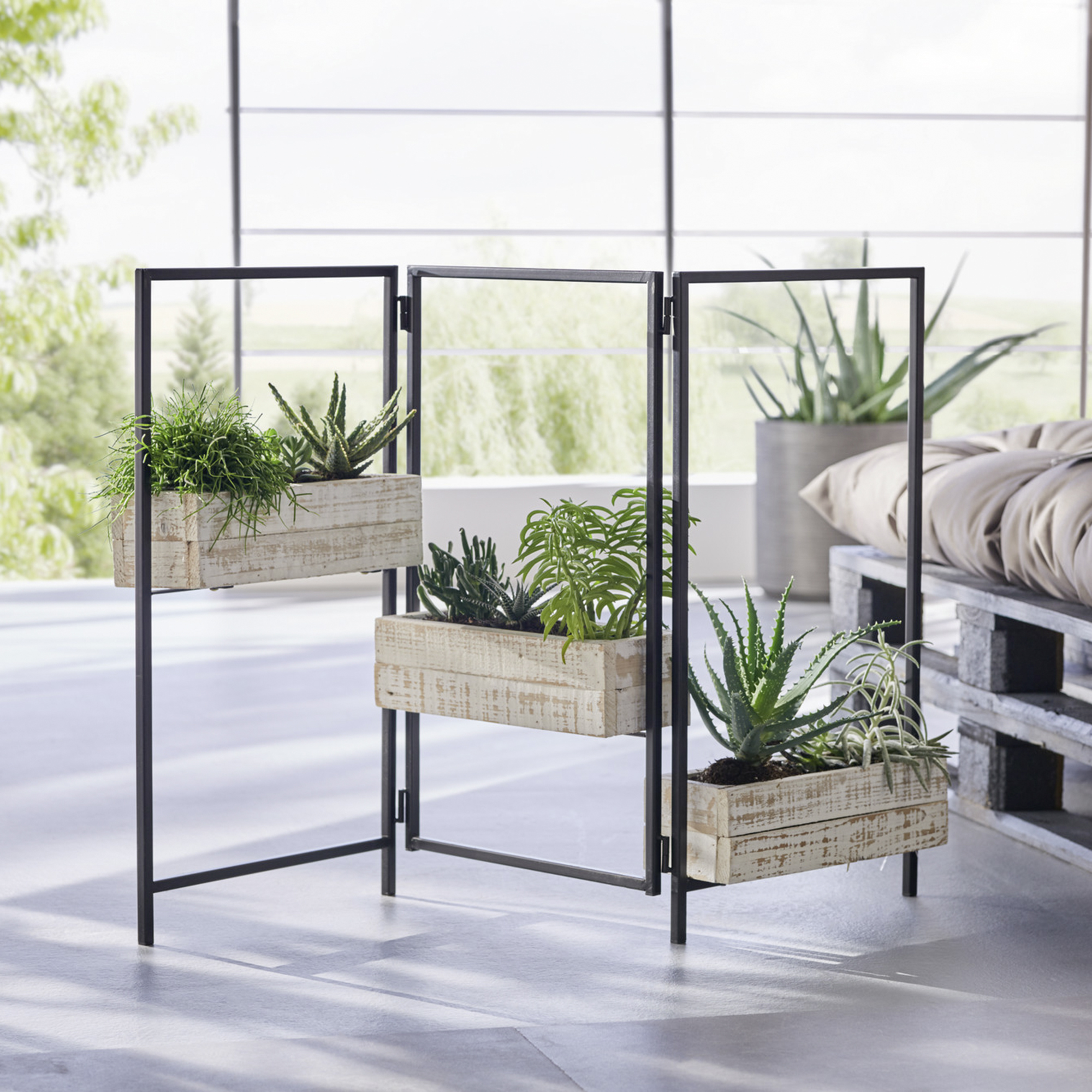 Pflanz-Paravent "Modern Shabby"  im Frank Flechtwaren Online Shop kaufen
