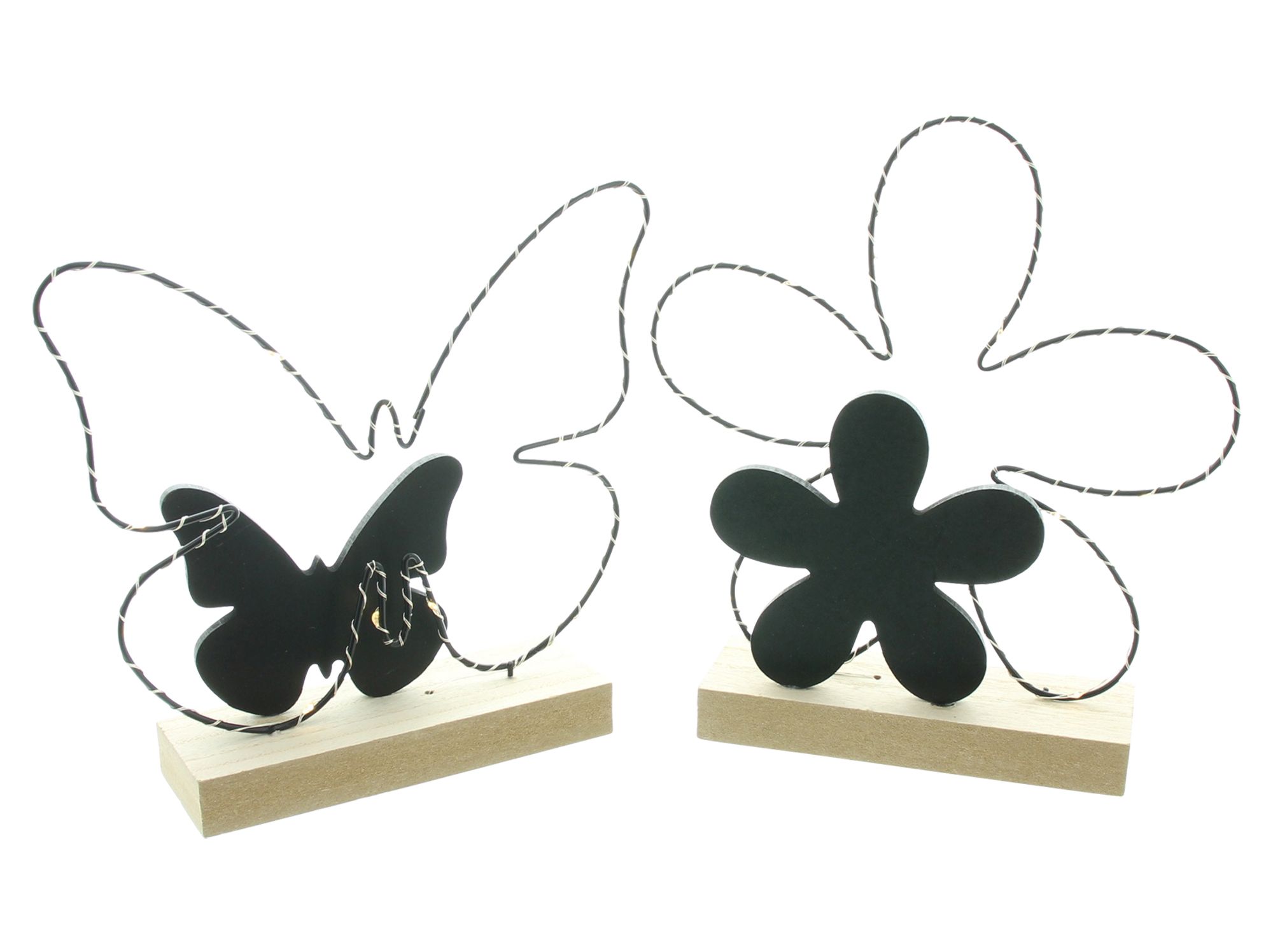 LED-Deko "Schmetterling &amp; Blume", 2er Set  im Frank Flechtwaren Online Shop für Ostern kaufen