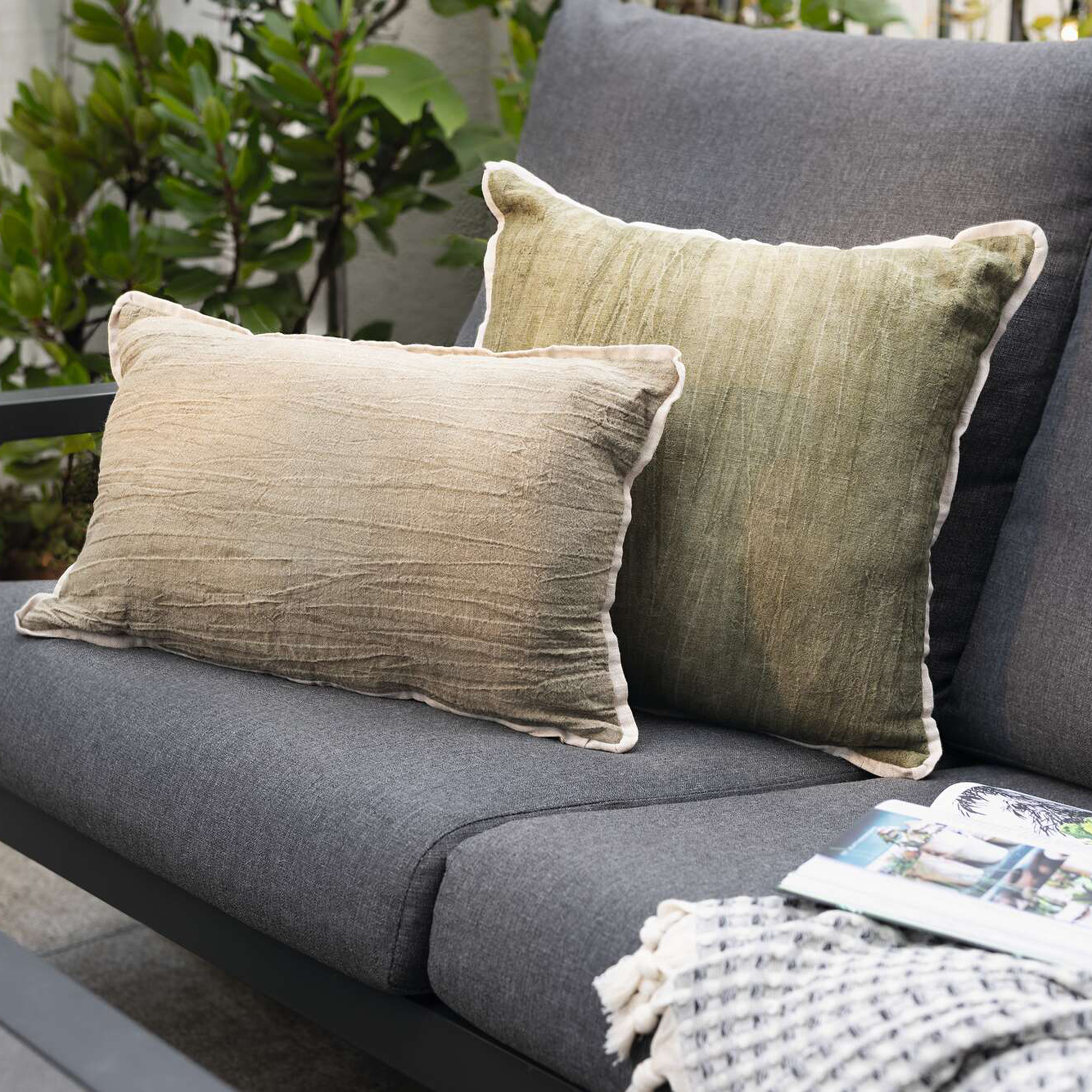 Kissenhülle "Grün &amp; Grau", 2er Set  im Frank Flechtwaren Online Shop kaufen