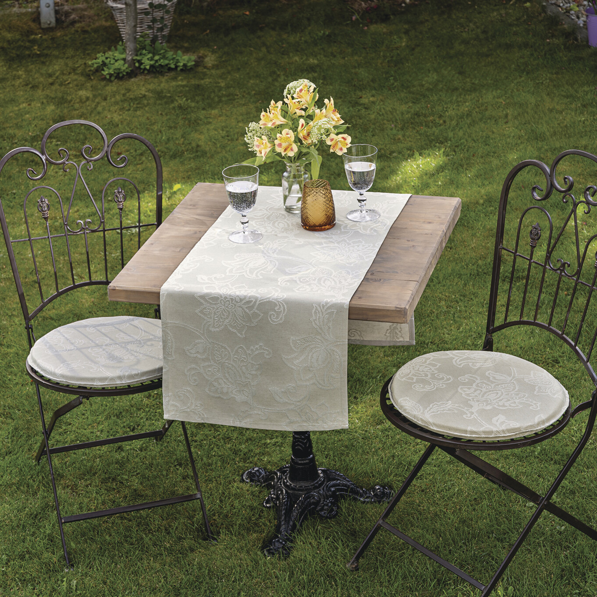 Sitzkissen "Romantique", rund  im Frank Flechtwaren Online Shop für Sitzkissen kaufen