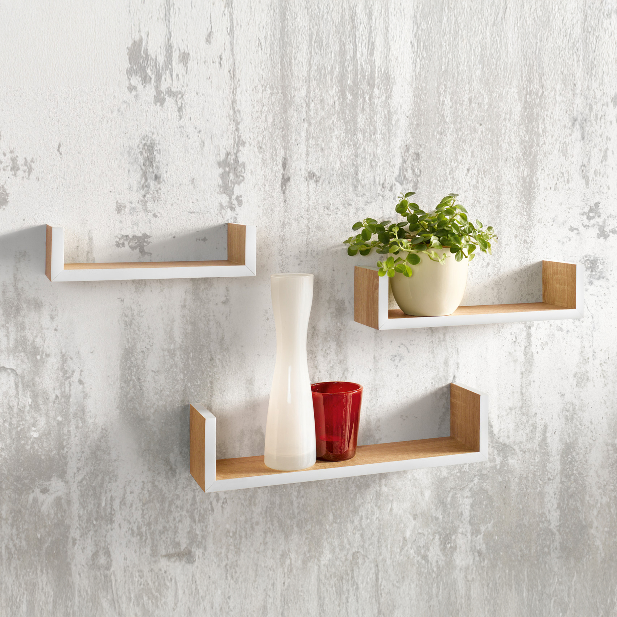Wandregal "Weiße Borte", 3er Set  im Frank Flechtwaren Online Shop kaufen