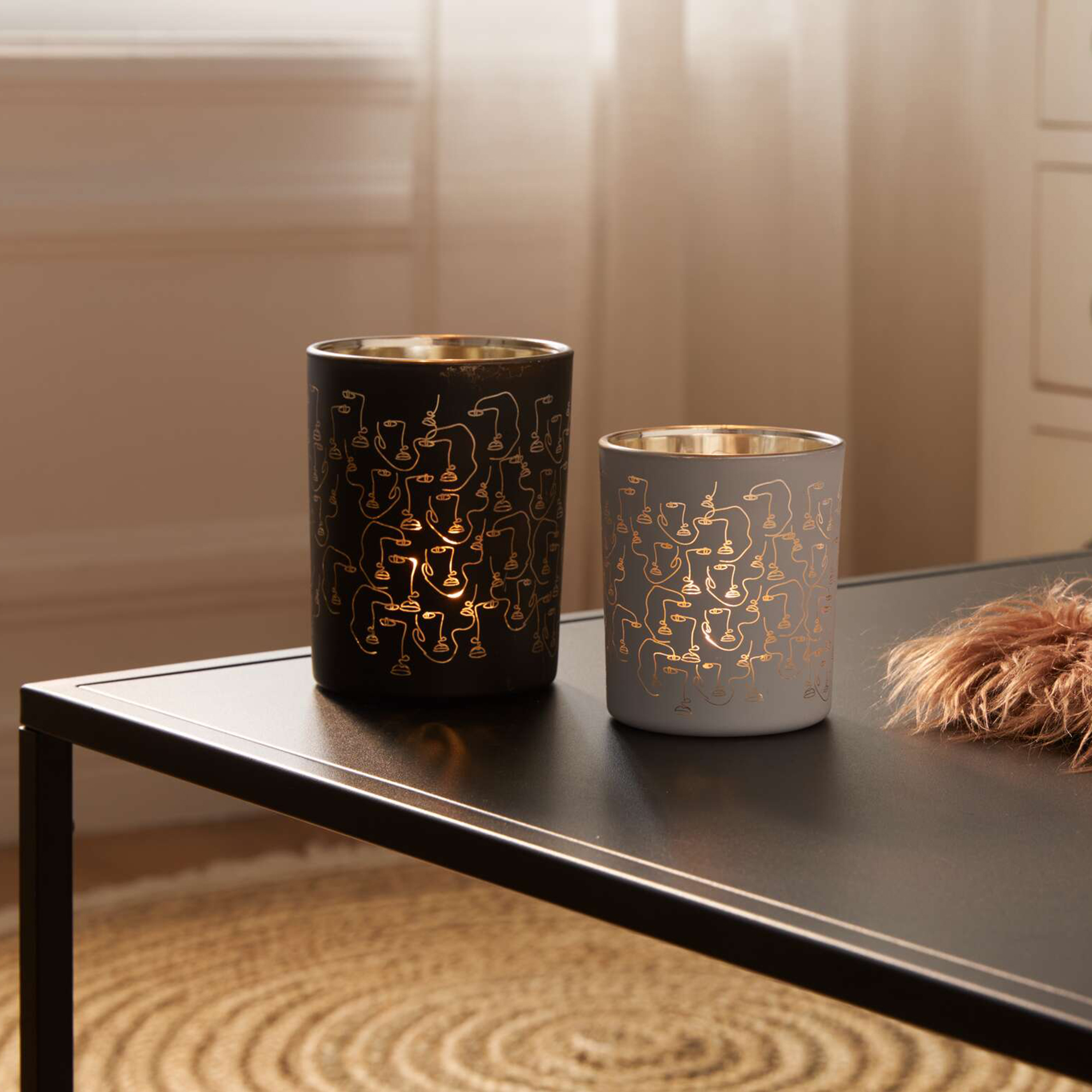 Windlicht "Black &amp; White", 2er Set  im Frank Flechtwaren Online Shop kaufen