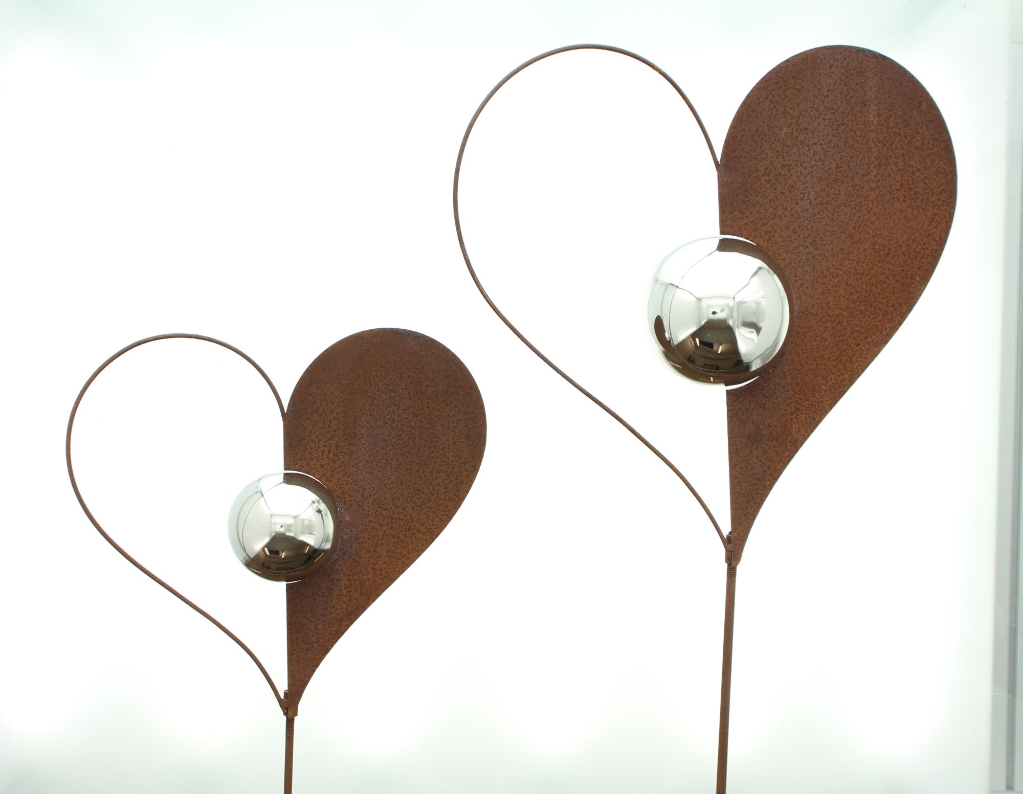 Gartenstecker "Kugelherz", 2er Set  im Frank Flechtwaren Online Shop für Gartenstecker kaufen